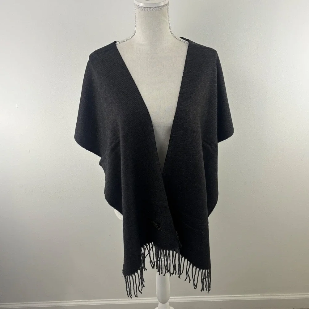 Koln Fashions 100% Cashmere Scarf Charcoal Gray Hand Tailored‎ Fringe Wrap